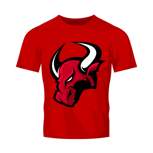 bulls head only t shirt red vector