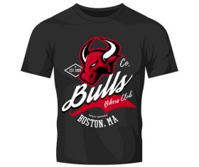 bulls t-shirt black vintage vector