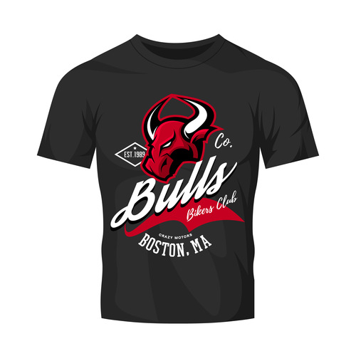 Download bulls t-shirt black vintage vector free download