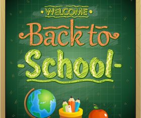 chalk board wooden frame back to school green vector