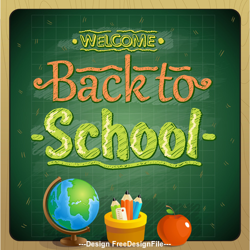 chalk board wooden frame back to school green vector