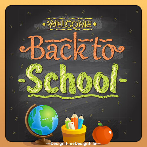 chalk board wooden frame back to school vector