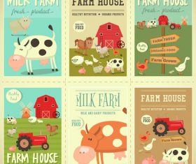 farm posters set vector