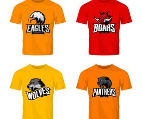 four animals t-shirt color vector