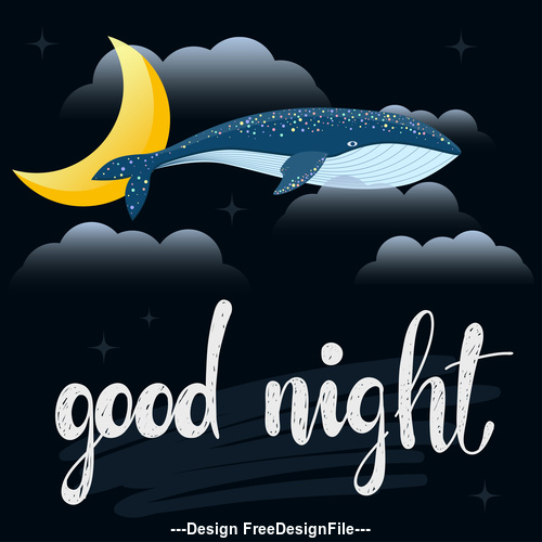 good night whale vector