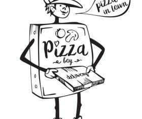 pizza boyblack vector