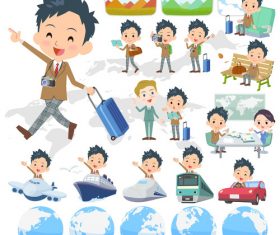 school boy Brown Blazer travel vector