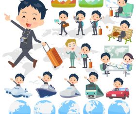 school boy gakuran travel vector