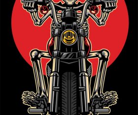 skull riding motorcycle vector