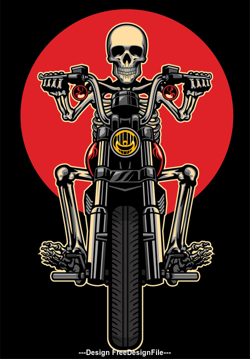 skull riding motorcycle vector