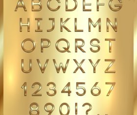 vector Gold font and numbers