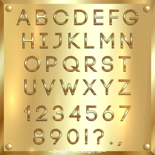 vector Gold font and numbers