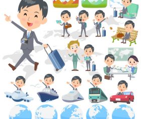 vector Gray Suit Businessman travel