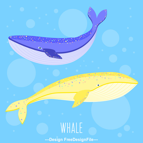 whale yellow purplw vector