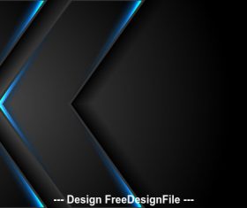 Abstract black arrows with blue neon glowing vector