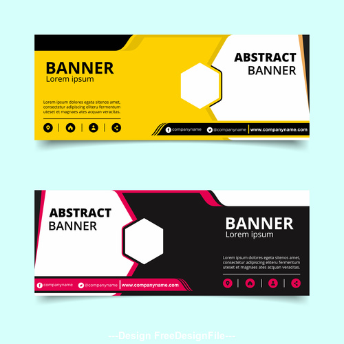 Abstract yellow and black banner template design vector free download
