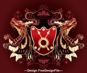 Animal and red heraldic vector