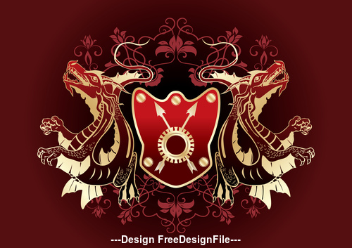 Animal and red heraldic vector