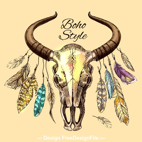 Download Animal skull decoration vector illustration free download