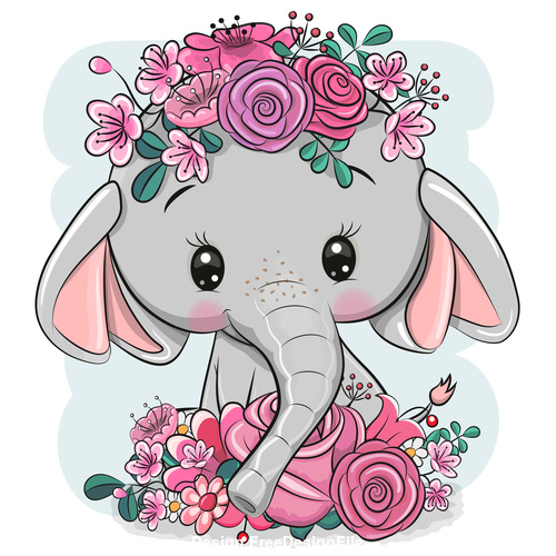 Baby elephant cartoon 3d illustration vector free download