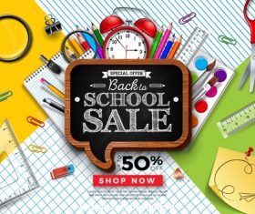 Back to school sale blackboard background vector