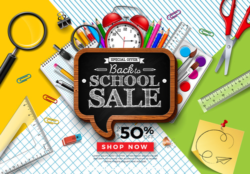 Back to school sale blackboard background vector