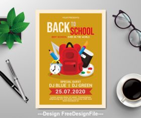 Back to school subjects flyers vector