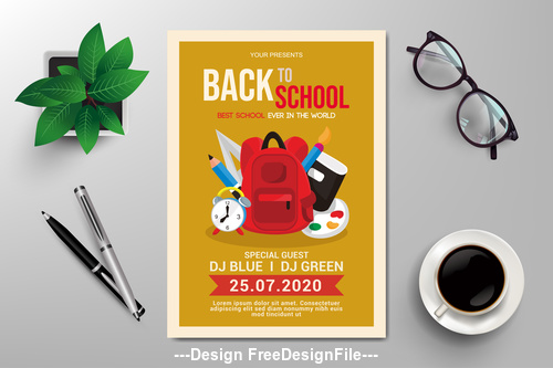 Back to school subjects flyers vector