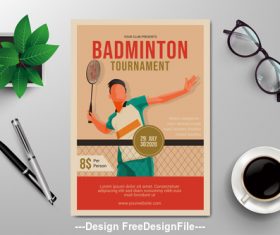 Badminton flyer design vector template