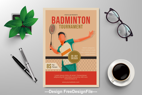 Badminton flyer design vector template