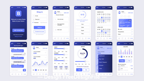 Banking Mobile App UI Kit vector
