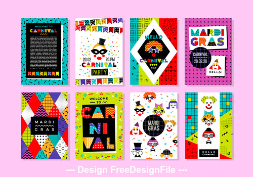 Banner Carnival Templates in Memphis Style vector