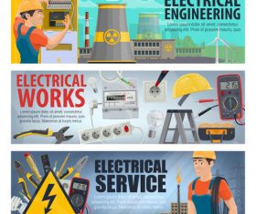 Banner Electrician professional vector