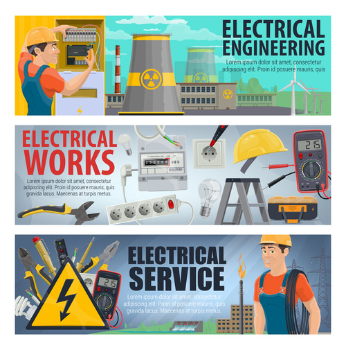 Banner Electrician professional vector