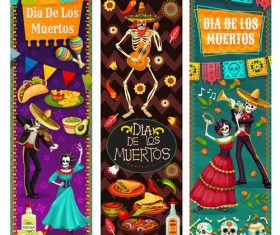 Banner cartoon Mexico dead day celebration vector