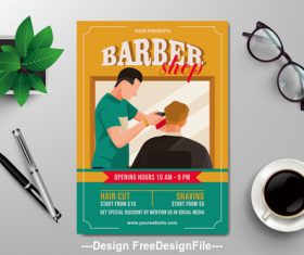 Barber shop subjects flyers vector