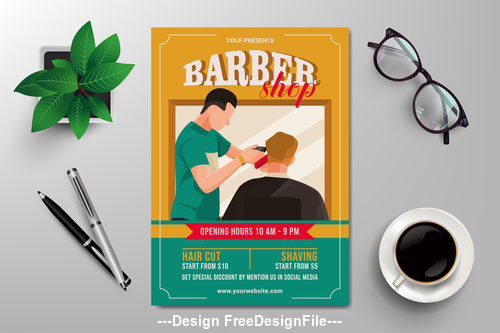 Barber shop subjects flyers vector