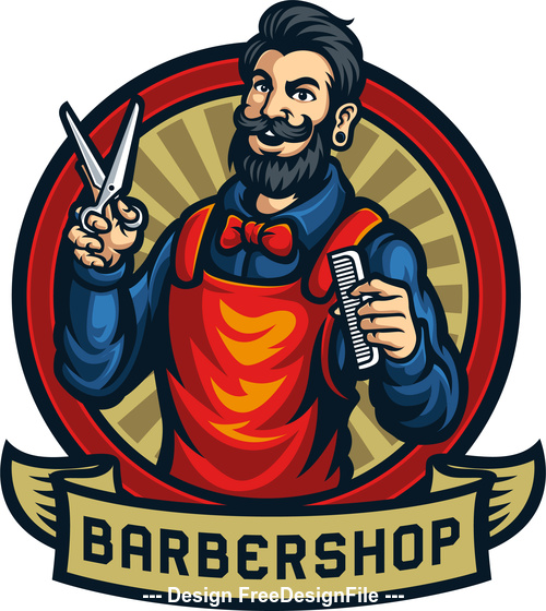 Barbershop vintage logo template vector