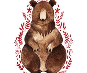 Bear hand drawn watercolor animals vector