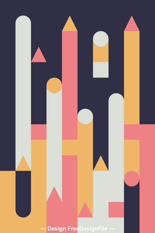 Black background colored castles abstract geometric vector