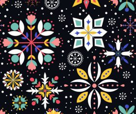 Black background floral vector seamless pattern