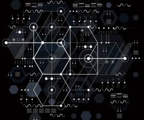 Black background white lines background vector