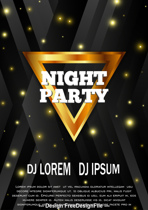 Black night party flyer template vector