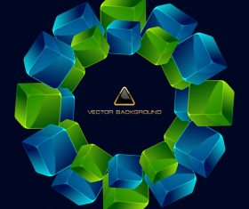 Blue and green square combination circle pattern vector