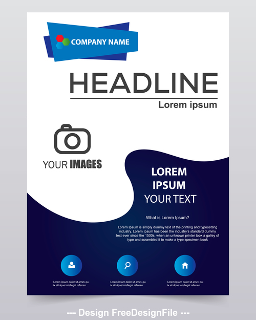 Blue annual report cover template vector