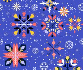 Blue background floral vector seamless pattern