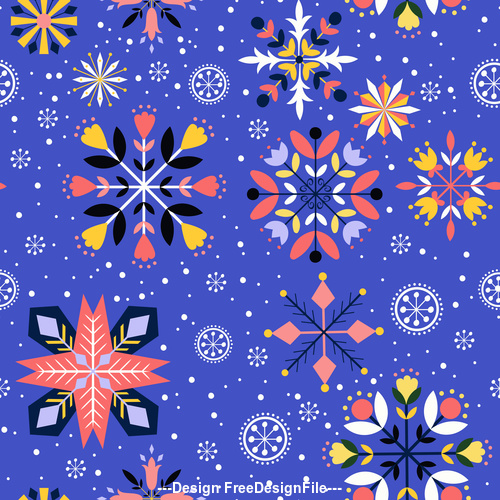 Blue background floral vector seamless pattern