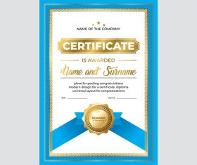Blue border diploma vector illustration vector