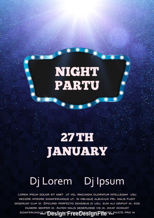 Blue night party flyer template vector
