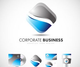 Blue rhombus corporate logo design vector